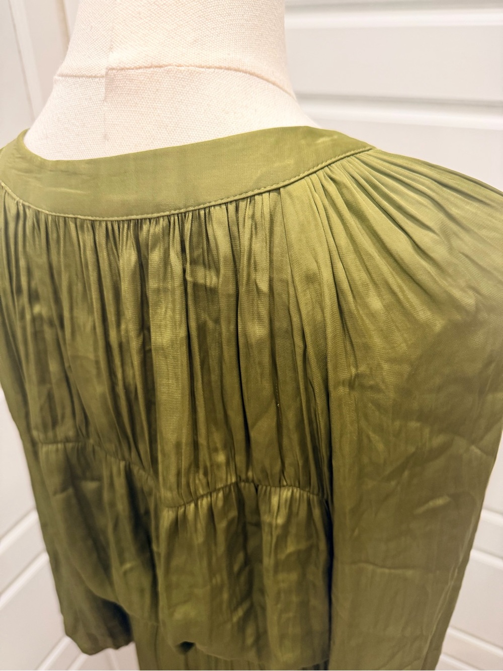 🔥Zara Olive Green Long-Sleeve V-Neck Wide-Leg Jumpsuit NWT - Picture 6 of 8
